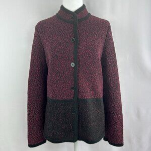 Karl Lagerfeld quiet-luxury burgundy black knit cardigan – Women’s Medium M